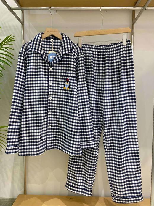松植屋《企鹅》全棉磨毛男款长袖套装秋冬加厚绒布睡衣家居服 商品图0