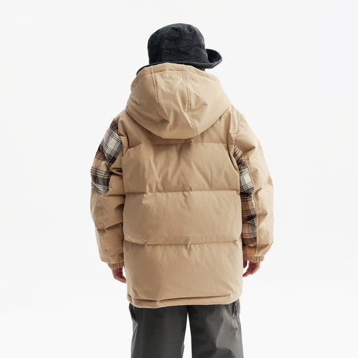 【MQD】男童中长款羽绒服2025冬季新款儿童连帽拼接格子保暖羽绒外套 商品图2