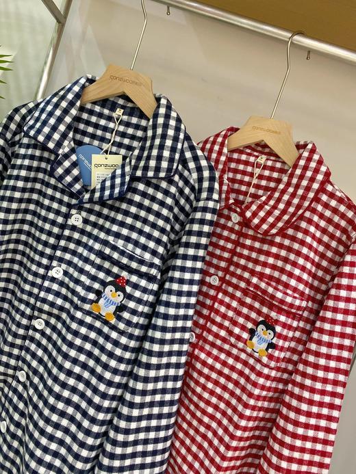松植屋《企鹅》全棉磨毛男款长袖套装秋冬加厚绒布睡衣家居服 商品图1