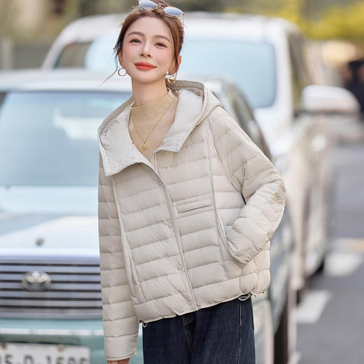 轻便排骨羽绒服女短款，宽松连帽90白鸭绒小个子外套潮HR-YUMO1006 商品图1