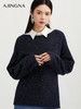 【商场同款】阿菁娜冬季新款银丝羊毛羊绒衫珠边细节船型领灰蓝双色显白绒感柔软亲肤A30D301010 商品缩略图3
