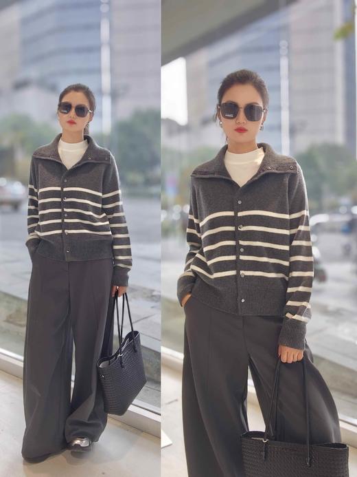 586661条纹羊绒开衫毛衣外套 商品图0