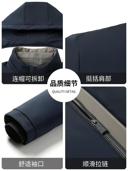 罗蒙 90白鹅绒兔毛皮羊毛夹克外套 一衣多穿 冬季款兔毛护腰 羊毛保暖加绒加厚鹅绒服外套男士中老年爸爸装968 商品图4