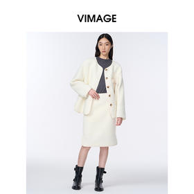 VIMAGE纬漫纪胸前大口袋设计撞色纽扣宽松夹棉外套V2403115