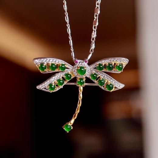 翡翠蜻蜓吊坠 胸针两用款，送素链 CF 商品图0