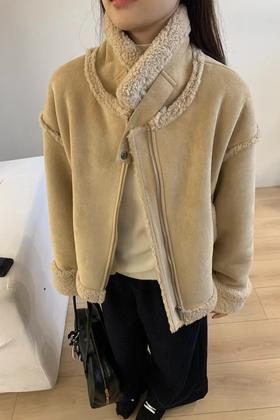 LNNNS 加厚毛绒皮毛一体麂皮外套 21330