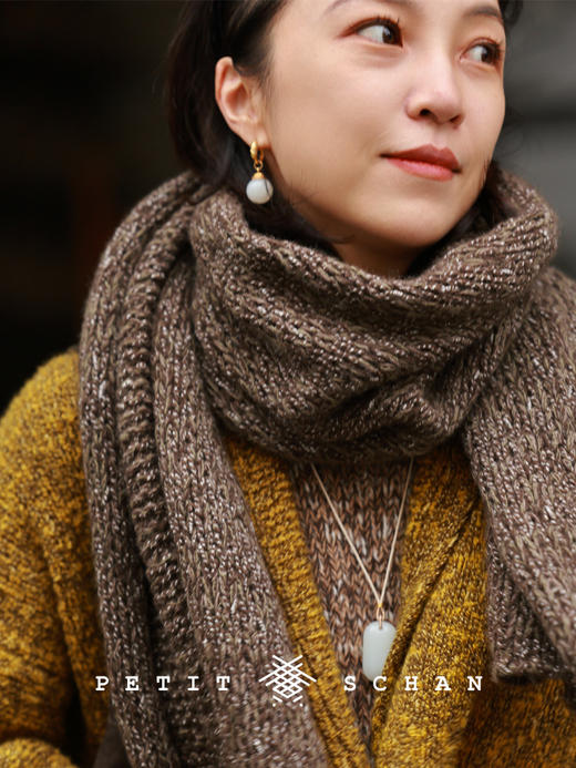 PETIT SCHAN小闪 ACC#043 Open Sesame 芝麻开门 牦牛绒骆驼绒混纺手纺纱手工编织大披肩围巾 商品图0