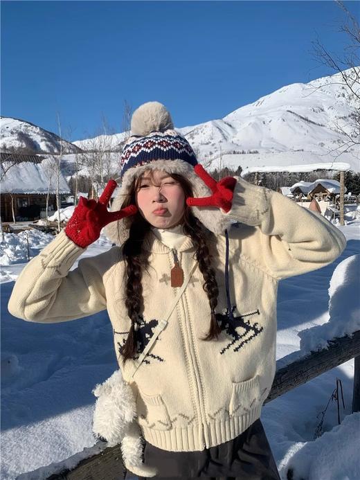 氛围感“郁雪松山”圣诞特辑费尔岛重工提花滑雪毛衣开衫 商品图11