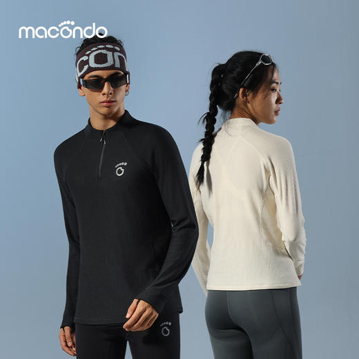 原创单品丨美利奴羊毛半开拉链长袖 柔软3A抑菌 出汗仍保温 腋下一片网布透气 摆臂灵活 商品图0