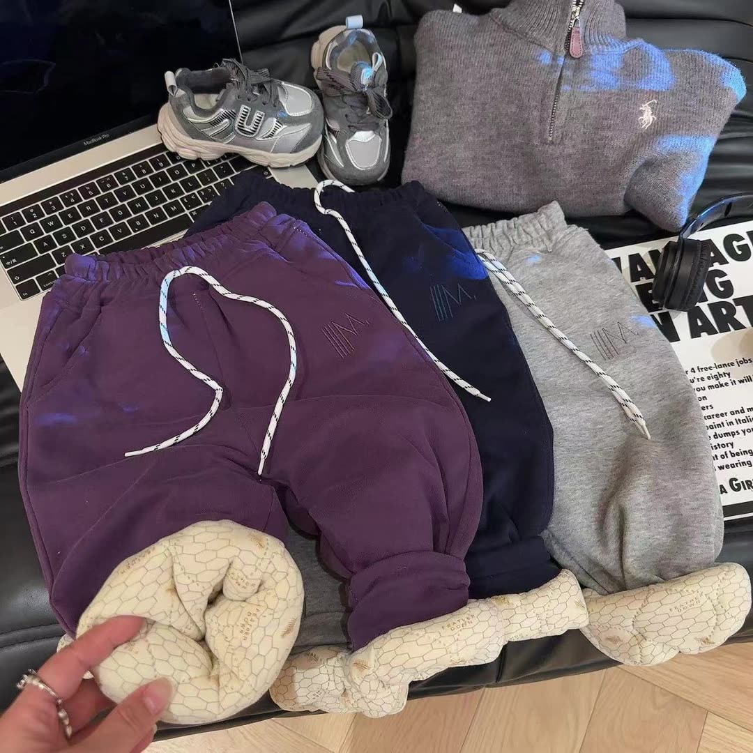 【儿童秋冬加厚抗寒棉裤】宽松加绒休闲裤子宝宝四层夹棉运动裤