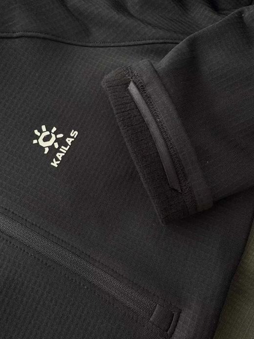 D111138户外男款立领半开胸保暖吸湿速干登山徒步t恤抓绒衣 商品图13