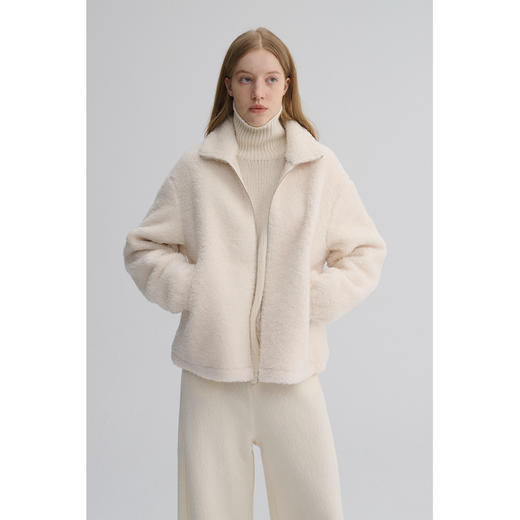 MAISON CECILE 重磅颗粒羊毛厚实软糯保暖廓形百搭翻领拉链外套 商品图0