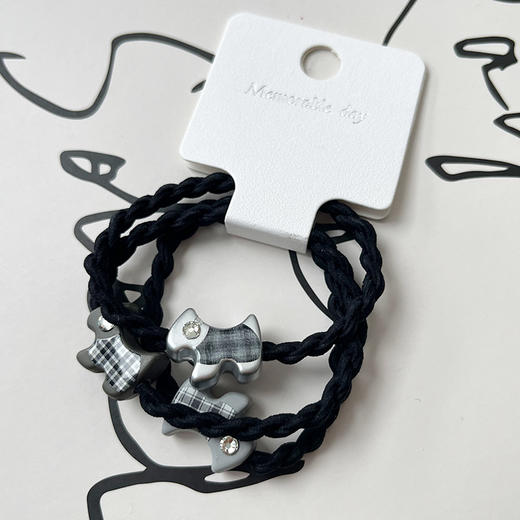 不伤发简约扎头发高弹力点钻蝴蝶结马尾头绳（3个）-纪念日百货门店同款167043951 商品图2