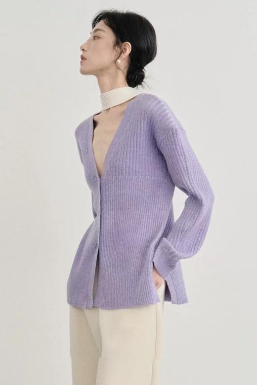 Kai & Kiera 香芋紫V领针织开衫外套 21286 商品图2