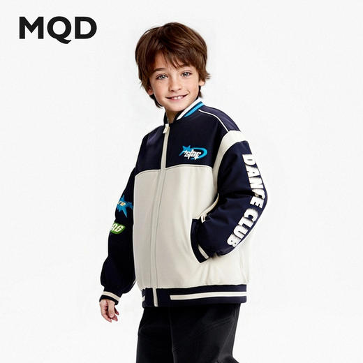 【MQD】【无氟】男童三防羽绒服2025冬季新款儿童拼接棒球领羽绒外套 商品图0