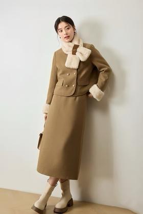 amadella 气质优雅毛绒围脖小香风半裙套装 21331