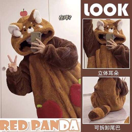 希燕茵2025卡通睡袍女秋冬珊瑚绒新款加绒可爱连帽少女家居服XY0013★ 商品图1