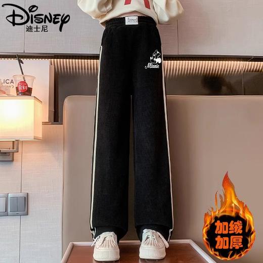 迪士尼女童阔腿裤冬季加绒加厚2025新款儿童长裤秋冬女大童直筒裤 商品图4