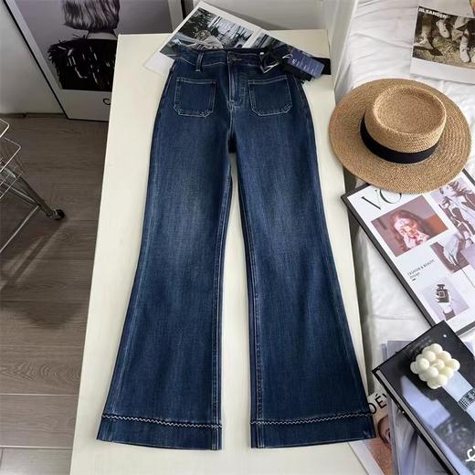 D111134秋冬季四面弹微喇裤女加薄绒保暖显瘦显腿长牛仔裤 商品图8