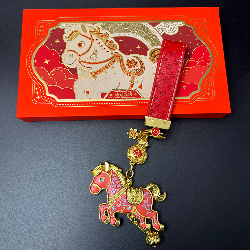 招财马平安福皮绳款挂件