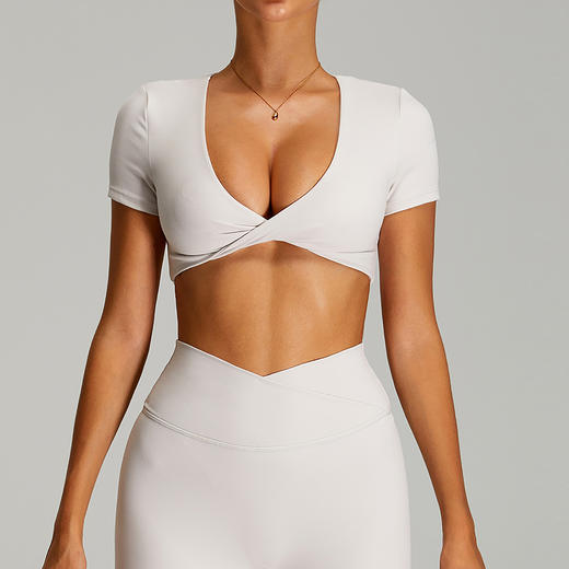 跃牌【化蝶双飞】系列 速干露背瑜伽服女性感瑜伽短袖运动t恤上衣户外跑步健身上衣TM0254 商品图1