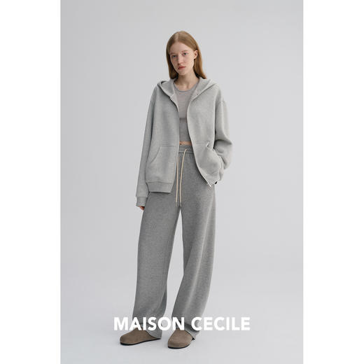 MAISON CECILE 加绒版本两色羊毛厚织不规则彩点抽绳松紧腰卫裤 商品图3