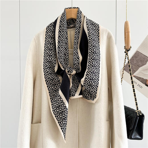 阿毣毣 老钱风高级围巾冬季新款双面层真丝羊毛百搭保暖丝巾 商品图5