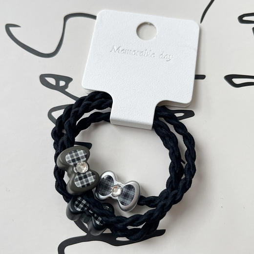 不伤发简约扎头发高弹力点钻蝴蝶结马尾头绳（3个）-纪念日百货门店同款167043951 商品图3