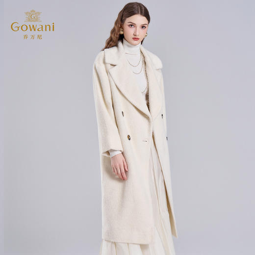【羊驼毛】【绵羊毛】乔万尼羊驼毛大衣外套女秋冬新款白色收腰高级感EF4A128 商品图1
