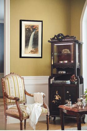 独角鹿西洋古董 1931年日本昭和时代著名新版画大师川濑巴水签名创作木版画作品《日光華厳滝》