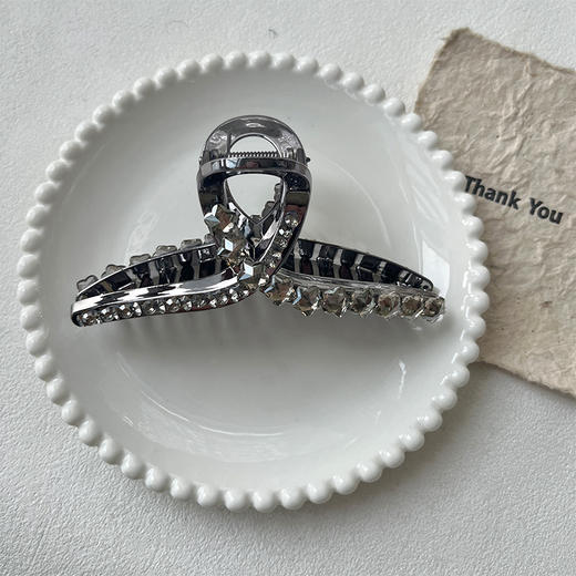 奢华镶钻花朵抓夹优雅枪黑满钻头饰-纪念日百货门店同款166294731 商品图0