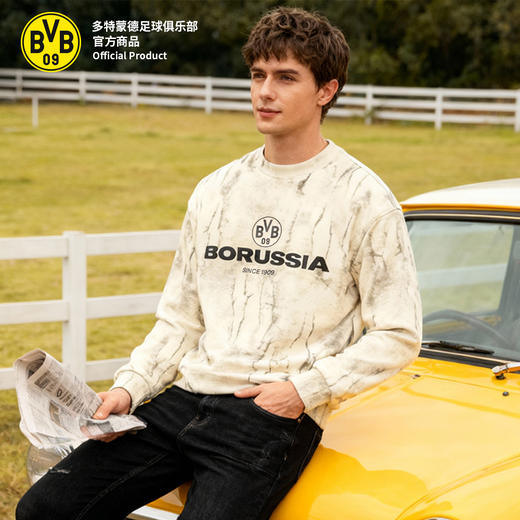 【官方正版】多特蒙德足球俱乐部｜秋冬新款米白圆领卫衣水洗设计感 商品图2