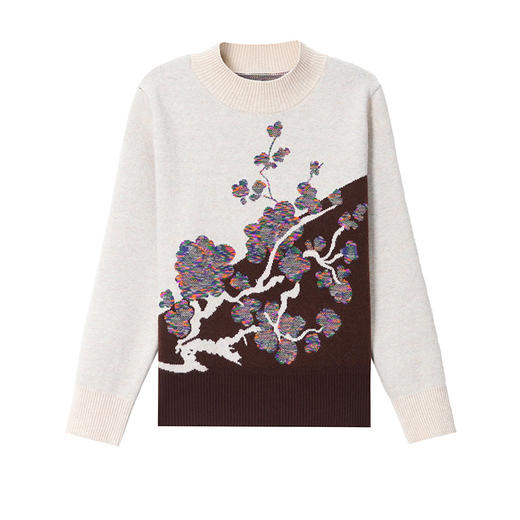 QQ5631针织衫梅花提花毛衣女秋冬季2025年新款慵懒风内搭厚上衣打底衫 商品图4