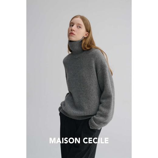 MAISON CECILE 重磅高克重粗针羊绒羊毛加厚保暖廓形松弛高领毛衣 商品图3