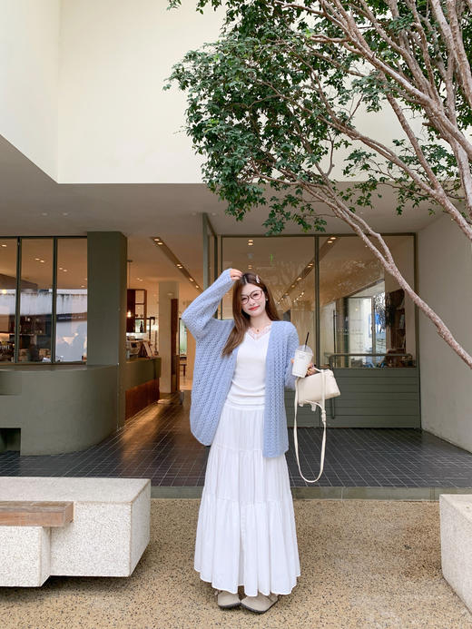 【189元任选2件】现货！2色镂空中长款针织开衫 商品图6