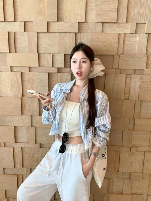 【149元任选2件】现货！蓝色条纹短款衬衫 or 长裤 商品图9