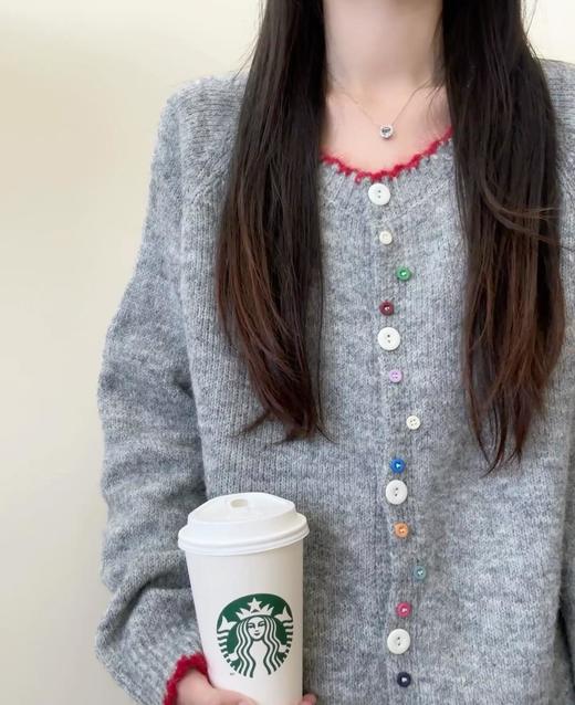 🔥谁懂啊！！😍【岚可可 韩系复古波浪纹圆领彩色纽扣开衫】 💖一到秋冬就对这种软乎乎的毛衣毫无抵抗力！ 商品图2