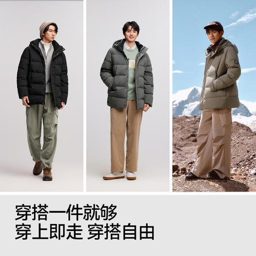 森马羽绒服男冬季90绒子防风三防外套2025新款户外通勤连帽面包服 商品图4