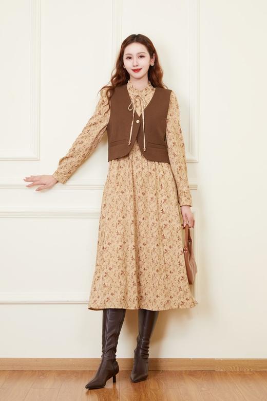 L.Fleuri 度假风气质温柔碎花长裙马甲套装 21464 商品图1