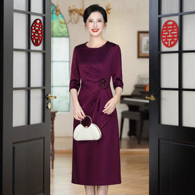 Q60726 妈妈婚宴敬酒晚礼服2025秋季新款醋酸缎高端喜婆婆年轻旗袍
