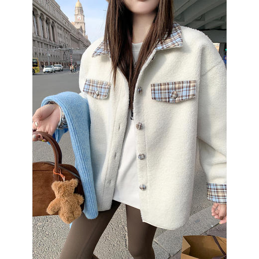 <曾小咸推荐> 现货秒杀！微信超特价！格子拼接羊羔毛外套 日常259.99 立减100 秒杀159.99！ 商品图1