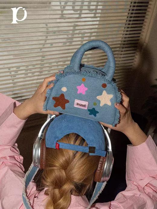 4楼Eubelle欧蓓 puui原创生活牛仔taco包星星刺绣 波士顿包斜挎手提包简约ins 活动价：228元 商品图2