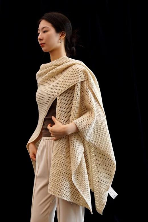 ELLA JADE 高级优雅感杏色时髦针织披肩外套 21415 商品图0