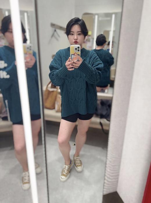 Lulu  Cable-Knit胶花针织宽松圆领毛衣 商品图6