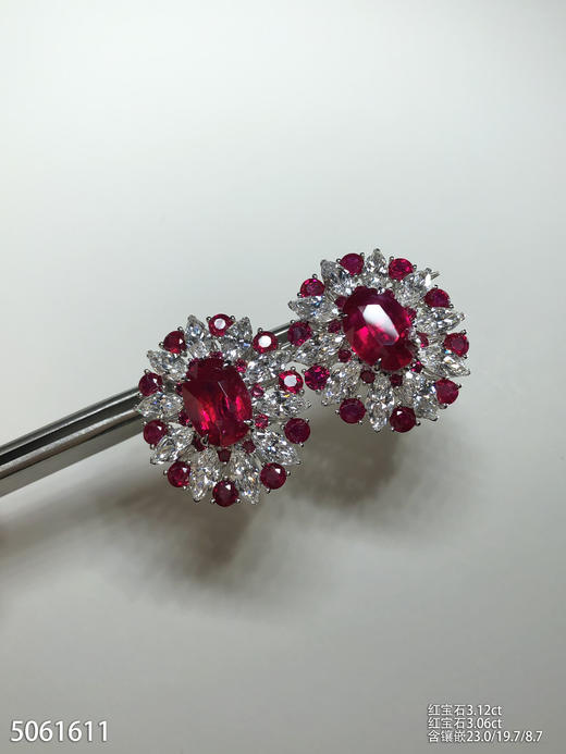 红宝石钻石耳钉，3.12ct/3.06ct【5061611】具体价格微信咨询 商品图3