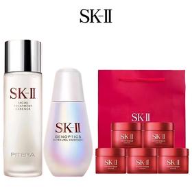 【配礼袋】SK-II王牌套组（神仙水230ml+小灯泡精华50ml+大红瓶面霜15g*5瓶（滋润/清爽）香港直邮C