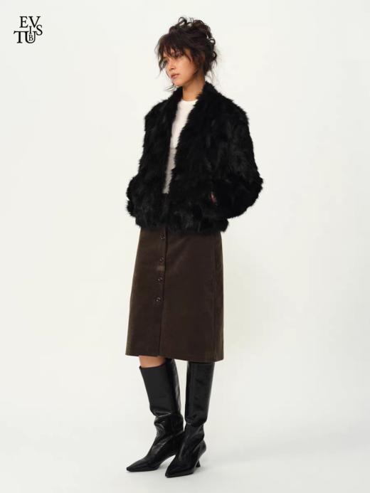 Evistub girls/E-5DBQ1217/复古灯芯绒中腰直筒半身裙 商品图1