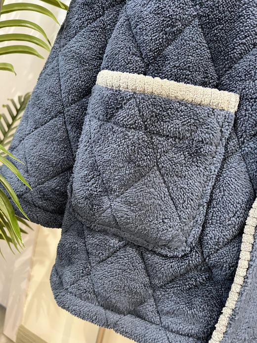 松植屋男款抗静电三层夹棉加厚棉袄套装男士睡衣家居服冬季棉服 商品图4