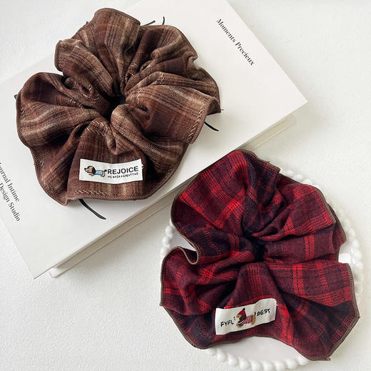 英伦风磨毛格纹锁边发圈丸子头发饰-纪念日百货门店同款166599279 商品图4