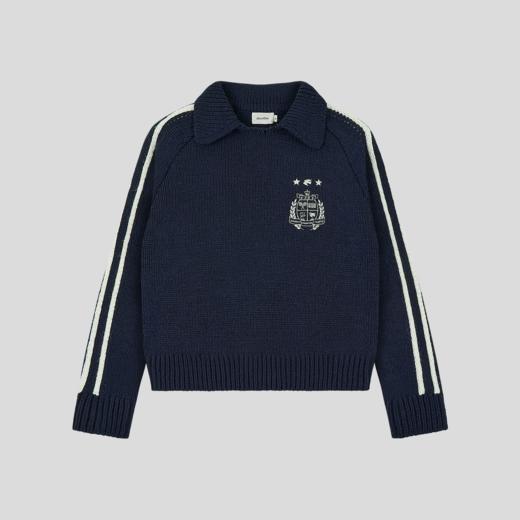 GOODBAI 学院组合logo翻领撞色条纹毛衣 商品图3